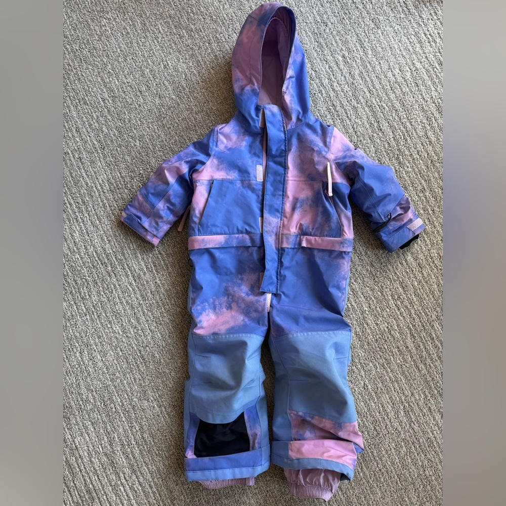 Blue and Pink Hooded Snowsuit